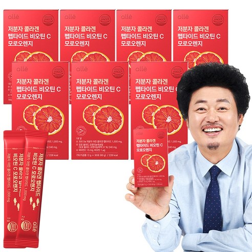 저분자콜라겐 펩타이드 비오틴 모로 오렌지 실 속형 가루 알레 윤택 2g x 30포, 7개