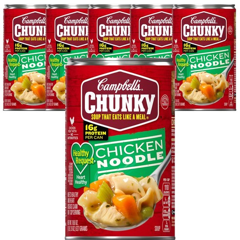 캠벨스 청키 헬씨 리퀘스트 치킨 누들 수프, 527g, 6개