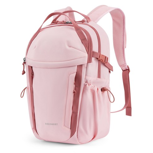 BAGSMART 방수 30L 나일론 여행용 배낭 경량 반사 테이프 등산백, 분홍색