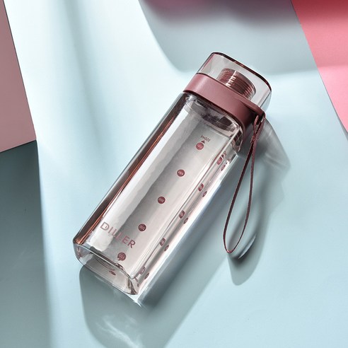 Elesky 휴대용 물컵 식품등급 PP재료 해드 운동 물컵, 핑크, 유광, 700ml