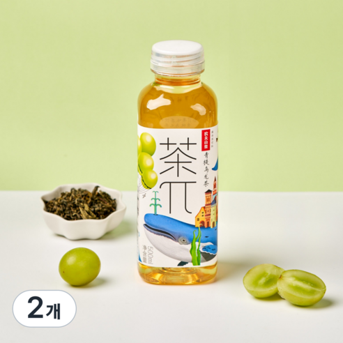 왕부정 중국 음료수 차파이 청포도 우롱차, 4개, 500ml
