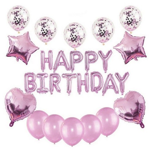 GAM 이벤트 파티 풍선 세트 생일파티 파티용품 생일파티세트 생일풍선 생일파티용품, 샤인블링-메탈핑크