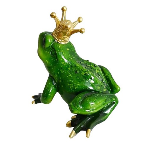 만화 개구리 공주 동상 인형 예술 홈 장식 집들이 선물, 녹색, 수지