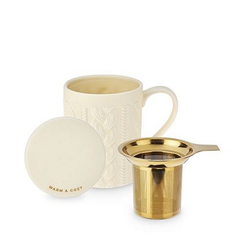 핑키업 안네트 세라믹 티 머그 & 인퓨저 찻잔 355ml, 1개, Knit