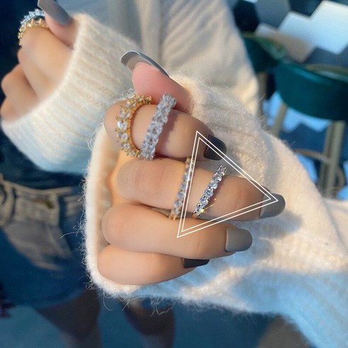 새로운 고급스러운 디자인 지르콘 반지 여는 조정 가능한 손가락 반지 여성을위한 펑크 패션 쥬얼리 액세서리 선물YJStore
