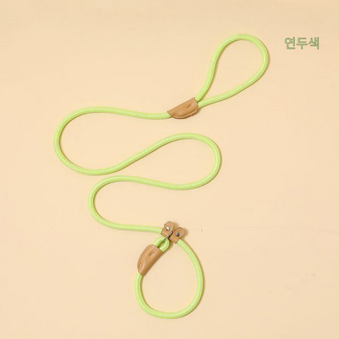 [쓰리썬] 일체형 목줄 리드줄 P로프, 연두색