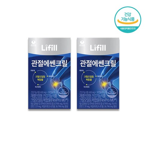 Lifill 라이필 관절에쎈크릴 600mg x 30캡슐 크릴오일 히알루론산 아스타잔틴 3중 복합물, 2개, 30정