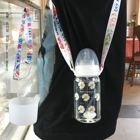 한국어 스타일 귀여운 컵 졸업 짚 성인 크리 에이 티브 유리 컵 여학생 젖꼭지 컵 휴대용 컵, 330ml일곱꽃스케일240_옵션1