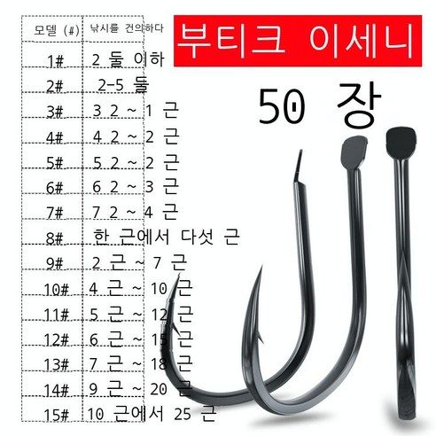 Fuhe개 전자상거래 일본 이두 거꾸로 찌르기 비뚤어진 입 고탄소 낚시 산적 낚시 산적 낚시 산적 낚시 낚시 어구, 4#, 정품 이세니[가시 있음] 50매