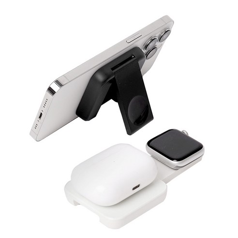 맥세이프 3in1 고속 무선 충전기 접이식 아이폰 애플워치 에어팟 호환, 1개, 화이트