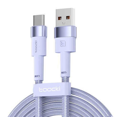 Toocki 마카롱 C타입 3A 고속충전 케이블, 2m, 퍼플, 1개