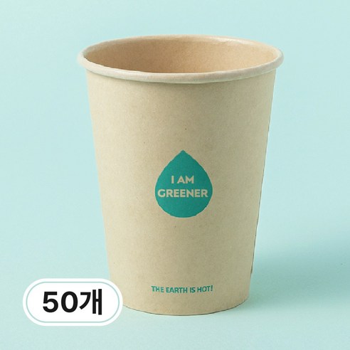 아이엠그리너 일회용 대나무 종이컵 12온스 380ml 50개, 1개, 50개입