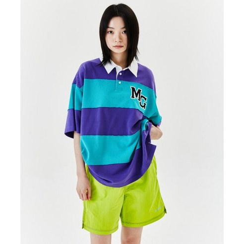 [매장정품] 마크곤잘레스 MARK GONZALES STRIPE CUT-OFF RUGBY PIQUE SHIRT - MINT Z232MST260069 558440