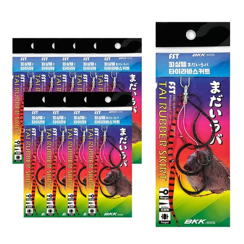 FST 참돔 싹쓸이 타이라바 나카이튠 스커트 채비 1P x [10개], 블랙펄&레드지브라