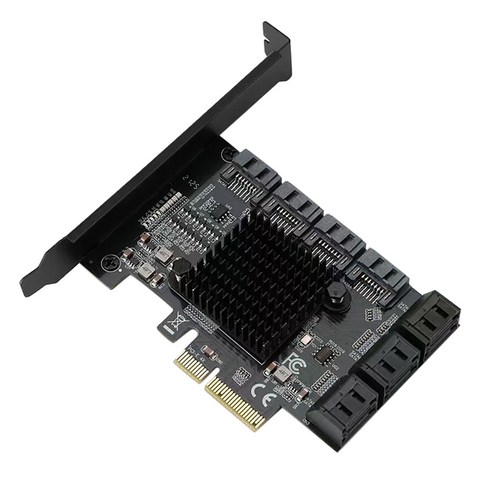 Xzante SATA PCI-E 확장 카드 PCIE 4X - 10포트 SATA3.0 6Gbps 데스크탑 컴퓨터 전송 마이닝, 검은 색