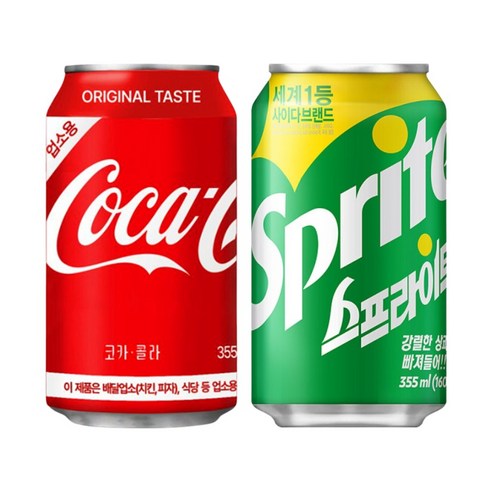 [코카콜라] 코카콜라355ml x 12p + 스프라이트355ml 1세트, 24개, 355ml 캔콜라