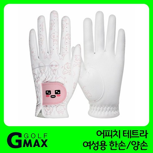 카카오프랜즈골프 여성용 어피치 테트라 골프장갑 양손 세트, 양손착용