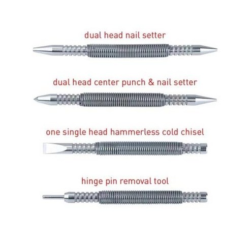 목공용조각칼세트 목공끌세트 BESTNULE 듀얼 헤드 네일 세터 힌지 핀 리무버 펀치 세트 끌 및 4 피스, [01] 1 Set