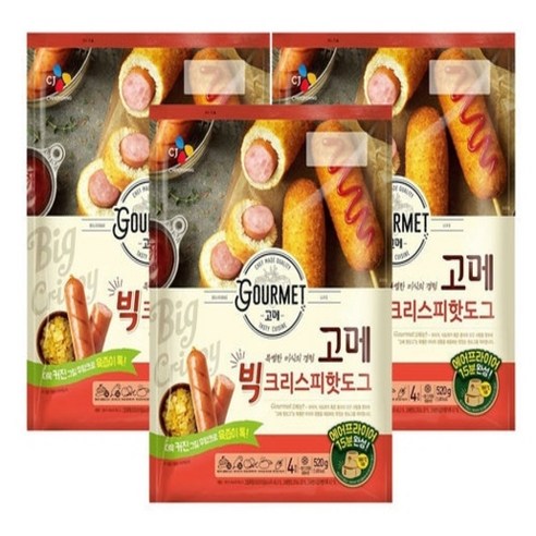 고메 빅크리스피 핫도그 520g X 3개, 고메 빅크리스피 핫도그 520g 3개