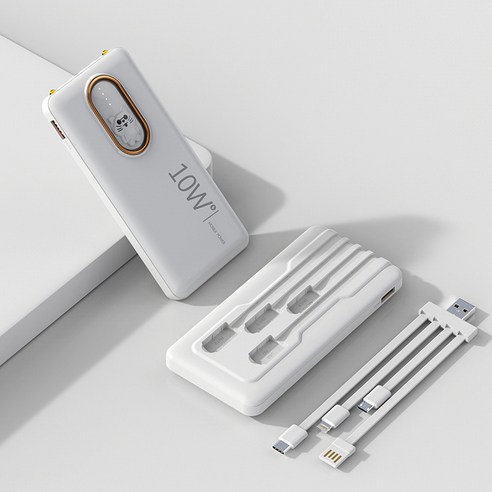 PYHO 100W 초고속 보조배터리 대용량 보조배터리 그라데이션 컬러, 50000mAh, 10W 하얀색