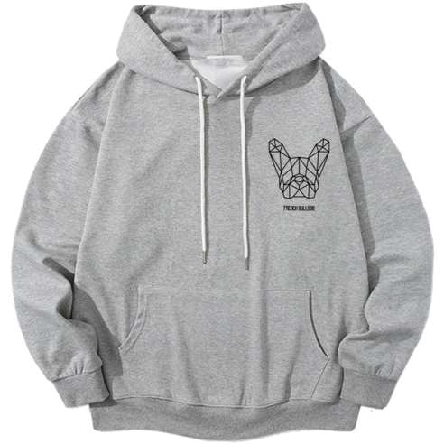 사랑받는 애완견의 귀여운 모습을 연상시키는 매력적인 디자인으로 제작된, 편안한 소재로 만든 세련되고 캐주얼한 프렌치 불독 후드