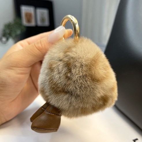 귀엽고 못생긴 토끼 털 오리 엉덩이 자동차 열쇠고리 걸개 망홍 인스턴트 벨벳 인형 가방 걸개, 크림