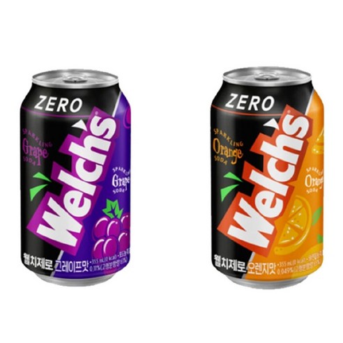 웰치스 제로 칼로리 포도 오렌지, 355ml, 24개