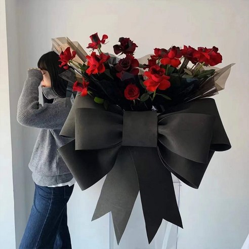 대형 리본 크리스마스 장식품 파티용품 웨딩카장식 크리스마스 선물 장식 소품 생일파티 대왕리본 DIY 이벤트리본 다색, 1개, 블랙