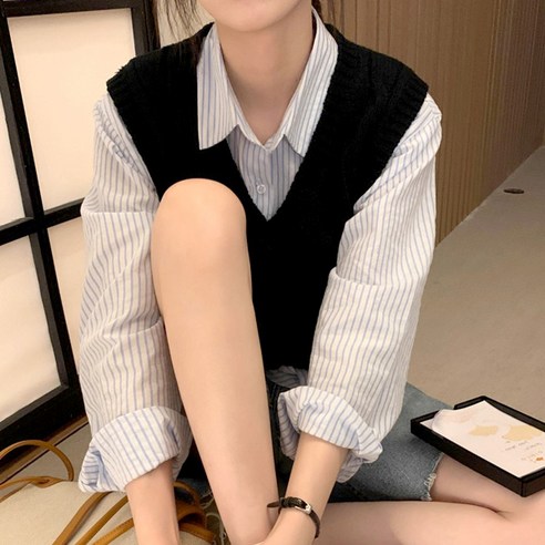 라라홀리 클래식 스트라이프 루즈핏 간절기 셔츠