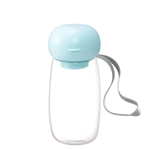BellmeyPet 강아지물통 반려동물 휴대용 버섯 물병 550ml 원터치 휴대용 보틀 FREE 물통 물그릇, 블루, 1개