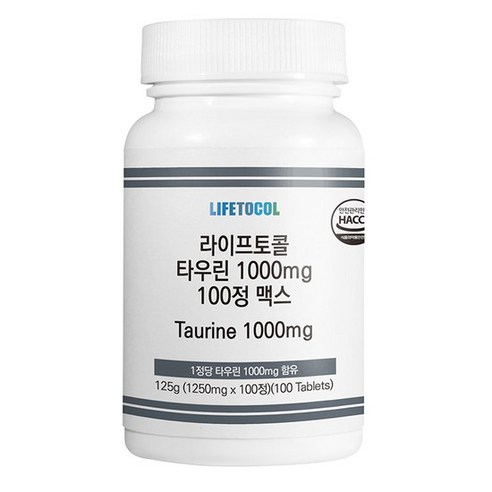 라이프토콜 타우린 맥스 1000mg 100정, 없음, 1개