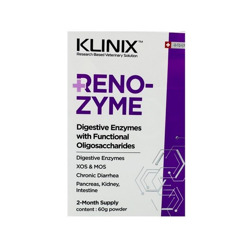 클리닉스 레노자임 60g KLINIX RENOZYME 강아지고양이 복합소화효소제, 1개