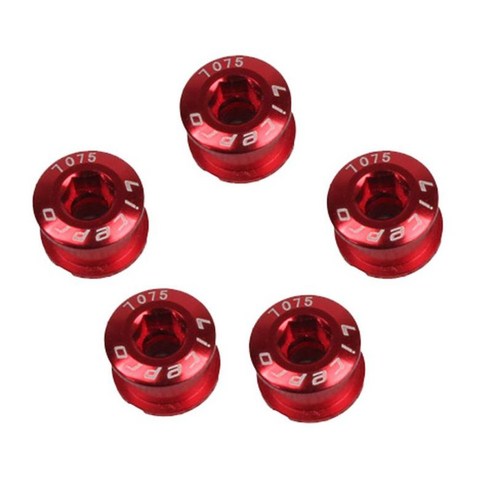 5PCS 체인 휠 나사 CNC 7075 체인 링 휠 자전거 디스크 나사, 빨간, 6.5mm, 알류미늄