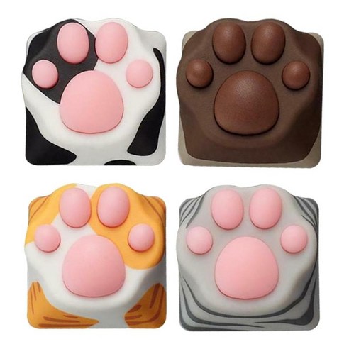 체리 MX 프리미엄 용 4 피스 실리콘 고양이 발 기계식 키보드 키 캡, 10mm x 10mm x 5mm, 여러 가지 빛깔의