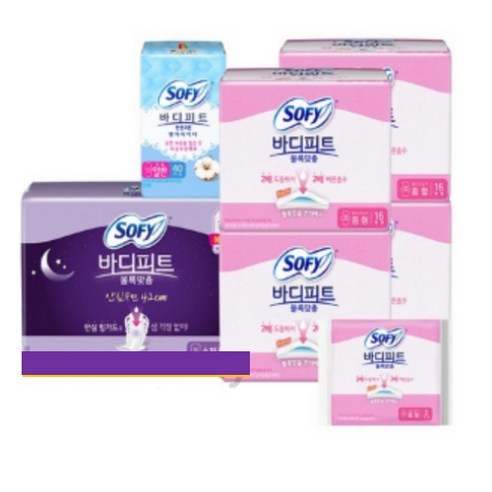 쏘피 볼록맞춤 생리대 중형 16p x 4 + 중형 2p + 안심숙면 420 슈퍼롱 10p + 천연코튼 팬티라이너 일반 무향 40p, 5세트