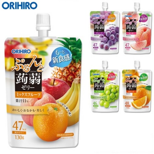 오리히로 47kcal 하루하나 곤약젤리파우치 5종 30개세트 orihiro