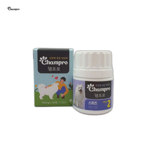 챔프로 스피츠 전용 강아지 영양제 1~3단계 맞춤형, 1개, 종합영양제, 60정, 2단계 (1세~7세)