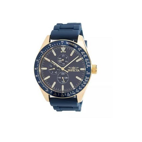 인빅타 Invicta Men''s Aviator 45mm Silicone Quartz Watch Blue (Model: 38403)