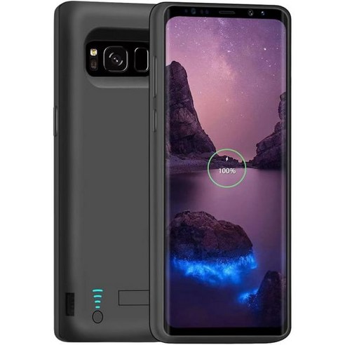 장수명 5500mAh 외장 탈부착 확장 배터리 충전기 충전 커버 보호 케이스 쉘 삼성 갤럭시 S8+ SM G955U 버라이즌 호환 블랙