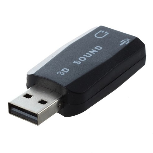 USB 3D 오디오 사운드 카드 miniphone 이어폰 어댑터, 검정