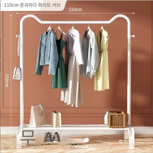 MBH 행거 안 침실 행거 심플한 행거 착지, 110cm-고양이 귀 업그레이드-고귀한 흰색