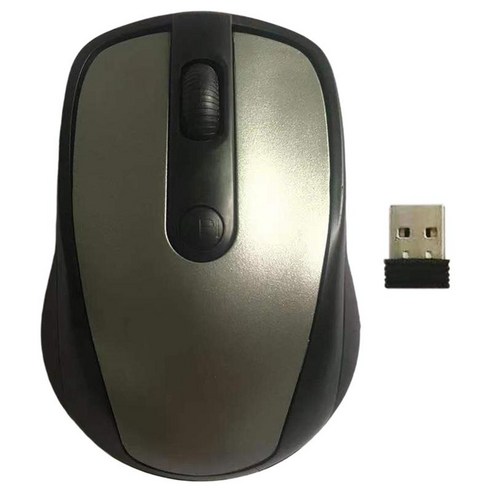 무선 마우스 2.4G 컴퓨터 음소거 조정 가능한 DPI 광 마우스 가정용 사무실, 회색, 95x40x65mm, ABS