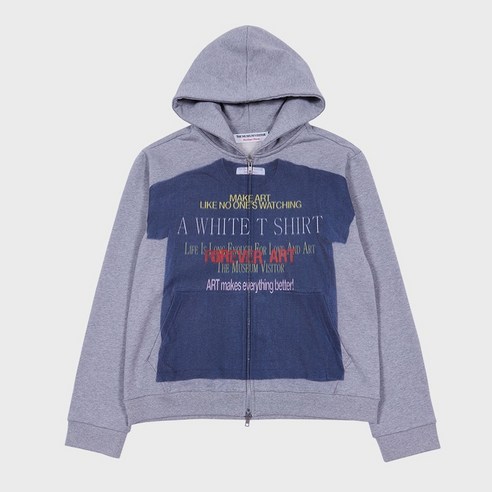 더뮤지엄비지터 LETTERING T-SHIRTS PRINTED ZIP UP HOODY (GREY)