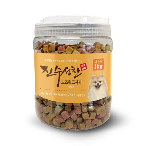 진수성찬 강아지 져키 영양간식 노즈위크 원형 대용량, 1개, 1kg, 황태