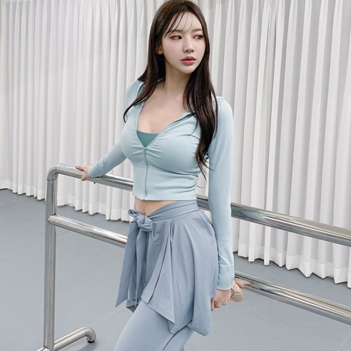 스포츠 골지 크롭 후드 집업