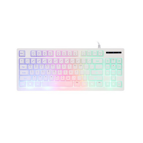   Abco HACKER K150 Tenkeyless Rainbow LED Gaming Membrane Keyboard, White