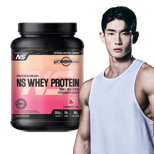 NS 웨이 프로틴 딸기맛 용기형 1kg 헬스보충제 단백질보충제 유청단백질가루 단백질쉐이크 프로틴, 1개, 1000g