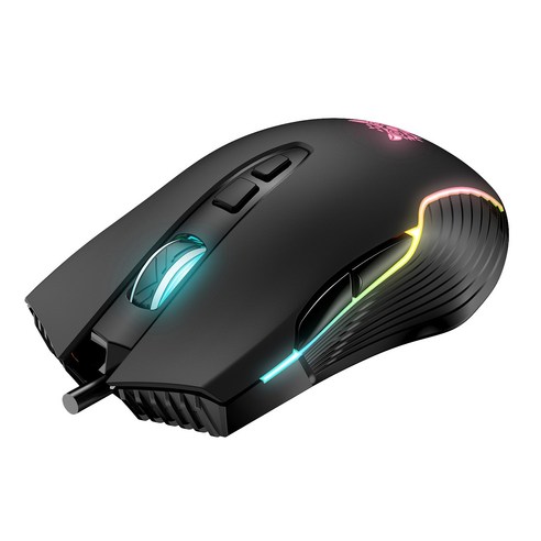 Xzante ONIKUMA CW905 유선 마우스 6400 DPI USB 게임용 데스크탑 및 노트북 게이머용 7 버튼 디자인 호흡 LED 색상 블랙, 검은 색, ABS