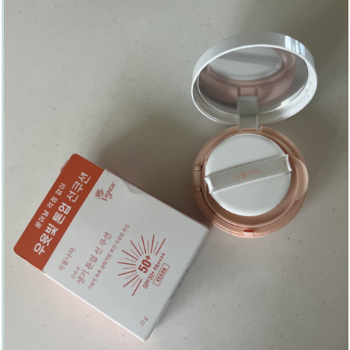 식물나라 산소수 생기 톤업 선 쿠션 15g(SPF50+) 뽀얀화이트 지속력 밀착력 쿠션형, 1개, 15g