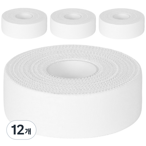 파쿠스 스포츠 면 테이프 씨테이프 C-TAPE 화이트 2.5cm x 13.7m, 12개, 1개입